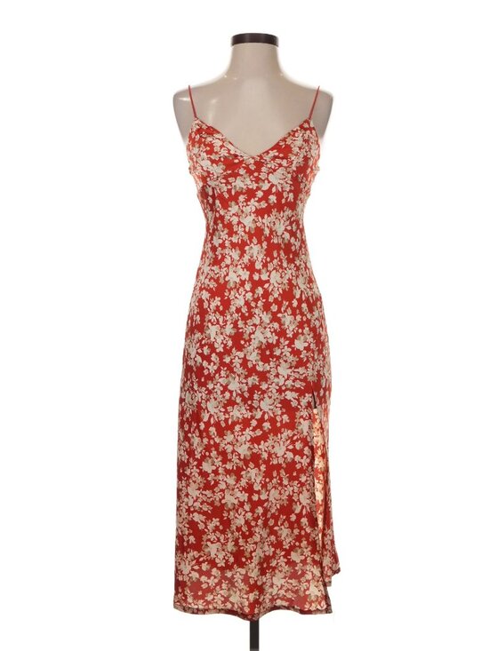 Hello Molly Dresses & Skirts - Hello Molly V-Neck Flora Maxi / Midi Dress with Thigh Slit XS